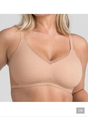 Honeylove Crossover Bra Size M 36 B/C Nude Beige Wireless Removable Pads Comfort